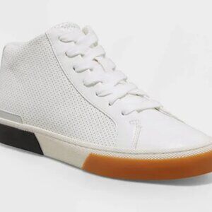 A New Day Women's Luna Sneakers White High Top Lace Up Side Zip | Size 9.5